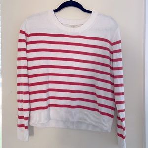 J. Crew pink & white striped sweater EUC